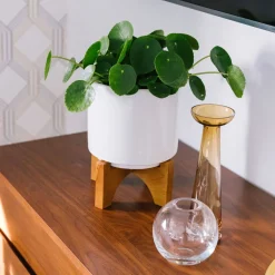 Mid-Century Turned Wood Tabletop Planters