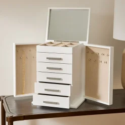 Mid-Century White Lacquer Jewelry Boxes