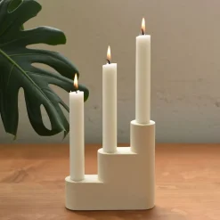 Misewell Step Ceramic Candelabra - White