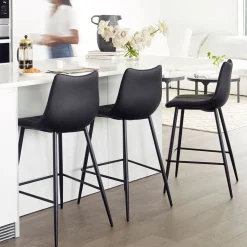 Modern Channeled Back Bar & Counter Stools (Set of 2)