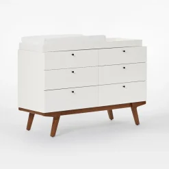 Modern 6-Drawer Wide Dresser with Removable Topper (54")