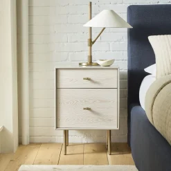 Modernist Wood & Lacquer Nightstand (19") - Winter Wood