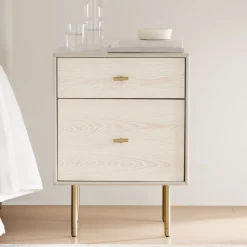 Modernist Wood & Lacquer Nightstand (19") - Winter Wood