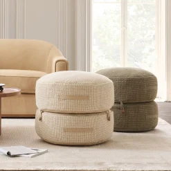 Modern Round Stacked Pouf