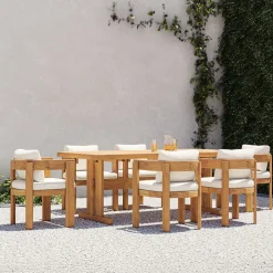 Monterey Outdoor Teak Extendable Dining Table (77"–107") & Dining Chairs Set