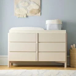 Moon 6-Drawer Wide Dresser with Removable Topper (54.5")