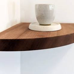 Nook Woodworking Floating Corner Shelf with Rounded Edge (12"–16")