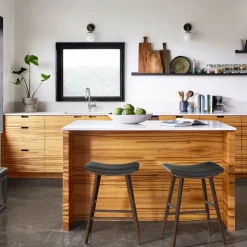 Oak Wood Leather Saddle Bar & Counter Stools