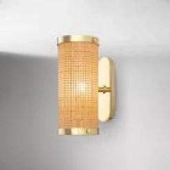 Open Box: Alya Rattan Sconce (5.25") - Vintage Brass