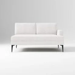 Open Box: Andes Right-Arm 2 Seater Sofa - Performance Coastal Linen White, Dark Pewter