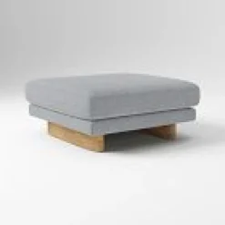 Open Box: Anton Large Square Ottoman (37") - Performance Yarn Dyed Linen Weave Graphite, Burnt Wax