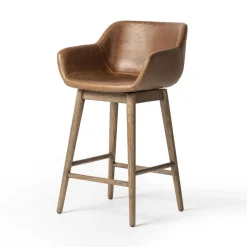 Open Box: Badr Swivel Counter Stool (26.5") - Sonoma Chestnut