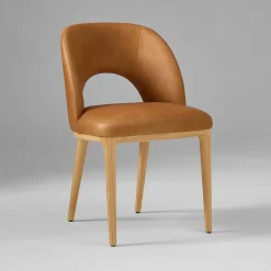 Open Box: Boerum Dining Chair - Ludlow Leather Sesame, Blonde