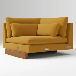 Open Box: Build Your Own - Harmony Extra Deep Sectional, Corner - Performance Velvet Dijon, Dark Walnut Legs
