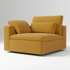Open Box: Build Your Own - Harmony Extra Deep Sectional, Left-Arm Chair - Performance Velvet Dijon, Dark Walnut Legs