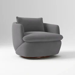 Open Box: Crescent Grand Swivel Chair - Performance Velvet Pewter