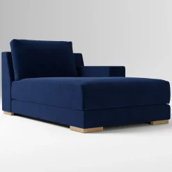 Open Box: Dalton Right-Arm Bumper Chaise - Performance Distressed Velvet Brick, Almond