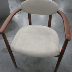 Open Box: Edison Dining Arm Chair - Performance Chenille Tweed Sand, Cool Walnut