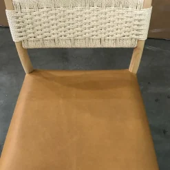 Open Box: Eindhoven Leather Dining Chair - Ludlow Leather Sesame, Blonde