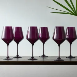 Open Box: Estelle Colored Glass Stemmed Wine Glasses (Set of 6) - Amethyst