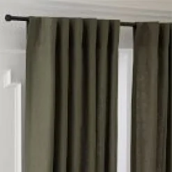 Open Box: European Flax Linen Blackout Curtain (48"W x 108"L) - Balsam Green