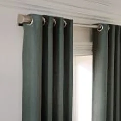 Open Box: European Flax Linen Blackout Grommet Curtain (48"W x 84"L) - Celadon Melange