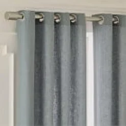Open Box: European Flax Linen Grommet Light Filtering Curtain (48"W x 84"L) - Steel Blue