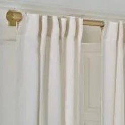 Open Box: European Flax Linen Light Filtering Curtain (48"W x 108"L) - Sand Pinstripe