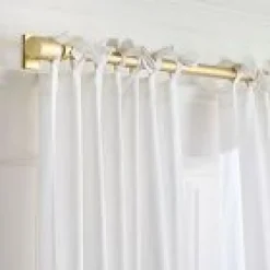 Open Box: European Flax Linen Light Filtering Curtain w/ Tie Top (48"W x 84"L) - White