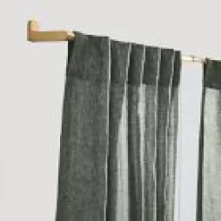 Open Box: European Flax Linen Light-Filtering Curtain (96"W x 108"L) - Olive Melange