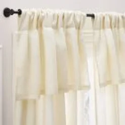 Open Box: European Linen Valance Light Filtering Curtain (48"W x 108"L) - Alabaster