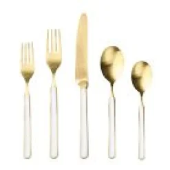 Open Box: Fantasia Ice Gold Flatware Set, 5-Piece - Porcelain