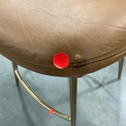 Open Box: Finley Leather Counter Stool (26") - Saddle Leather Nut, Champagne Bronze