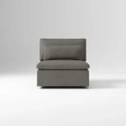 Open Box: Harmony Modular Leather Armless Single - Gray Smoke