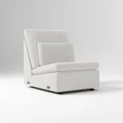 Open Box: Harmony Modular Non-Motion Armless Single - Performance Yarn Dyed Linen Weave Frost Gray