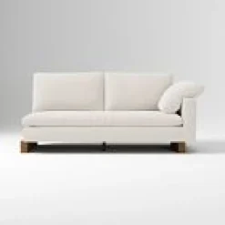 Open Box: Harmony Petite Right-Arm 2.5 Seater Sofa Bench - Performance Basketweave Alabaster, Walnut