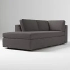 Open Box: Harris Left-Arm Bumper Chaise - Performance Basket Slub Pewter