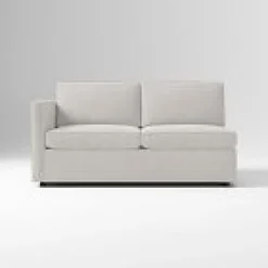 Open Box: Harris Left Arm 2 Seater Sofa (65"), Multi Cushions - Performance Distressed Velvet Silver