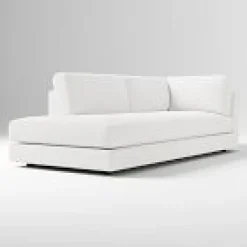 Open Box: Haven Left-Arm Bumper Chaise - Performance Washed Canvas White