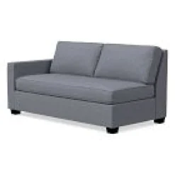 Open Box: Henry Sleeper Sofa, Left Arm Bench Sofa - Performance+ Yarn Dyed Linen Weave Graphite, Chocolate
