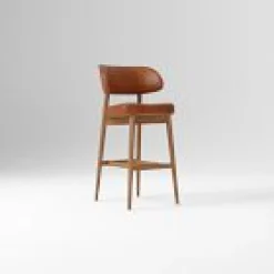 Open Box: Hyde Leather Bar Stool (30") - Saddle Leather Nut, Cool Walnut