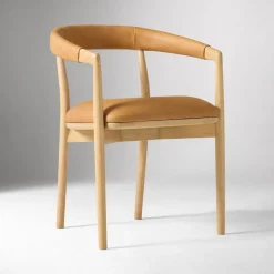 Open Box: Irvine Leather Dining Chair - Ludlow Leather Sesame, Blonde