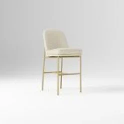 Open Box: Jack Metal Frame Leather Counter Stool (26") - Vegan Leather Snow, Champagne Bronze