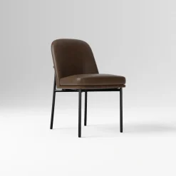 Open Box: Jack Metal Frame Leather Dining Chair - Vegan Leather Molasses, Dark Bronze
