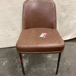Open Box: Jack Metal Frame Leather Dining Chair - Vegan Leather Molasses, Dark Bronze