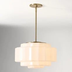 Open Box: Jules Pendant , Small - Milk Glass, Champagne Bronze