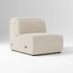 Open Box: Leo Non-Motion Armless Single - Yarn Dyed Boucle Alabaster
