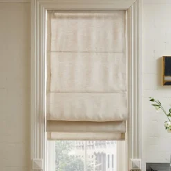 Open Box: Linen Cordless Roman Shade (36"W x 64"L) - Natural Flax