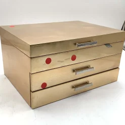Open Box: Mid-Century Champagne Lacquer Jewelry Box, Grand (7.25"H)