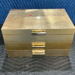 Open Box: Mid-Century Champagne Lacquer Jewelry Box, Grand (7.25"H)